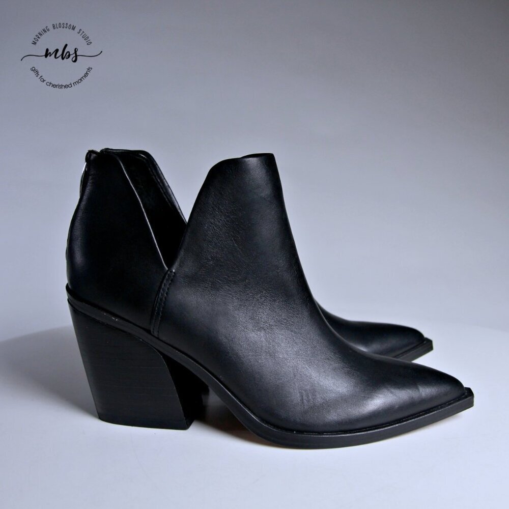 Steve Madden Black Pointed Toe Block Heel Ankle Boots